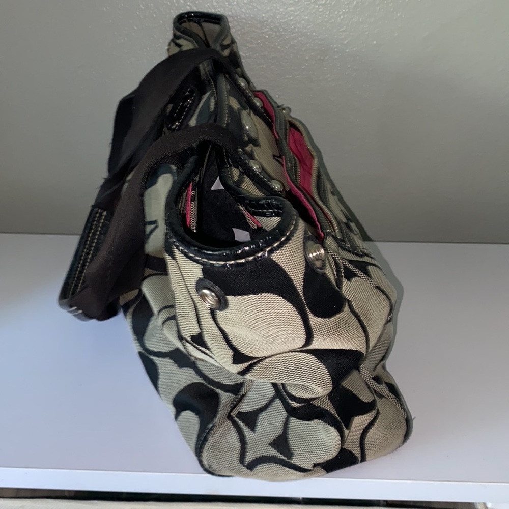Vintage Coach Label Tote Bag Black and Grey - Picture 6 of 10